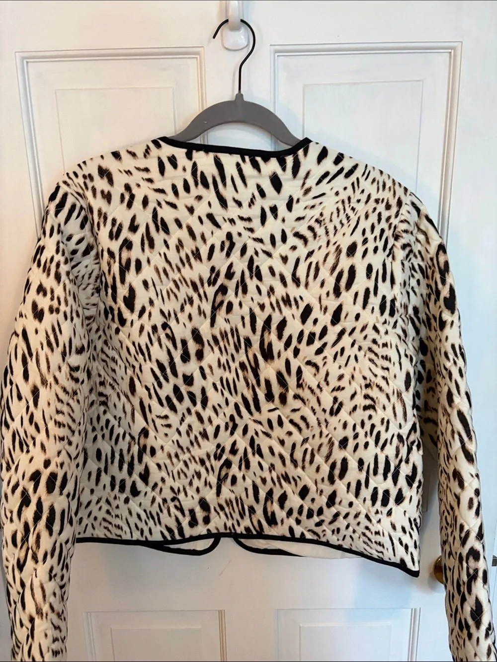 Sanctuary Cream and Black Animal-Print Quilted Blazer size large bnwt